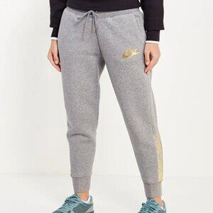 Nike Women's Gray Metallic Gold Sportswear Rally Casual Jogger Pants Size L